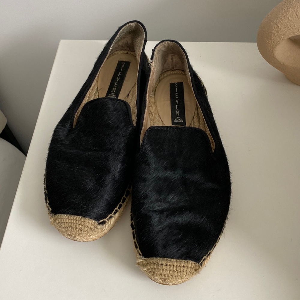 Steve Madden Pony Style Calfskin Black Espadrilles